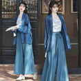 Load image into Gallery viewer, [MINZU Series]★Chinese style setup★ 3-piece set Camisole + Happi coat + Trousers Chinese clothes Blue Blue
