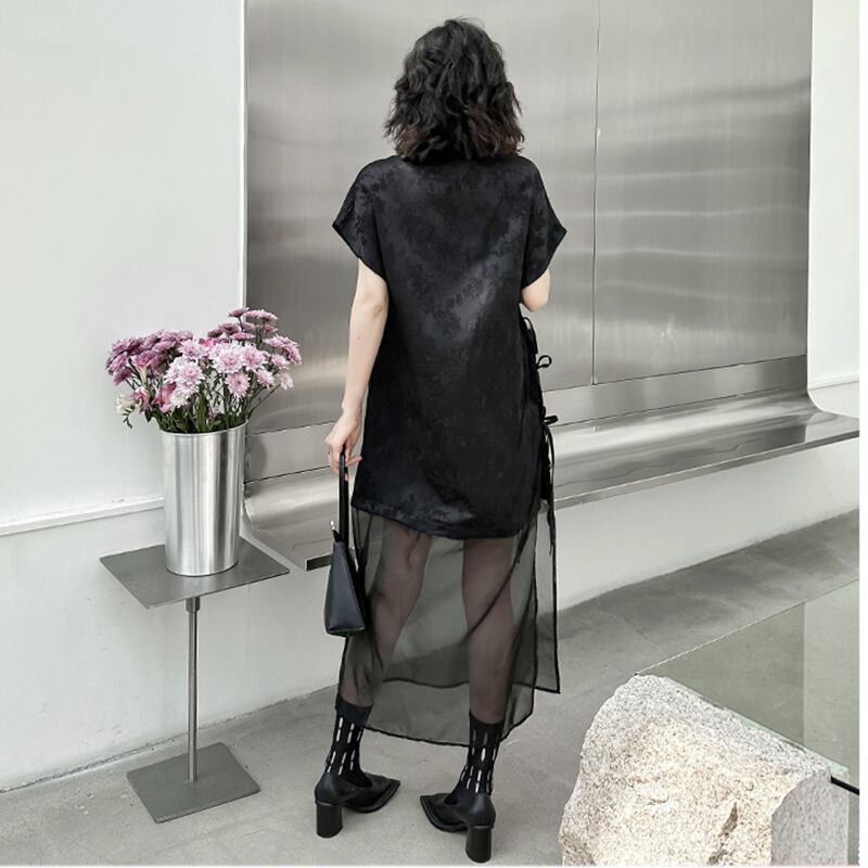 [YIDAO Series]★China-style dress★ Daily wear Chinese clothing Black Black Improved Chinese dress