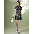 Load image into Gallery viewer, [YUEQIAO Series]★Cheongsam dress★Short length velvet Chinese style dress print retro
