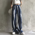 Load image into Gallery viewer, [Miyakoya Series]★Casual Pants★ 2color Blue or Black Pants Bottoms Vertical Stripes Gaucho Pants Gaucho
