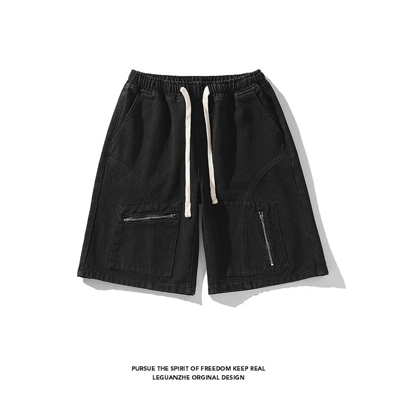 [BIGEMAN Series]★Denim shorts★ 3color bottoms short length pants unisex men's large size classic blue black