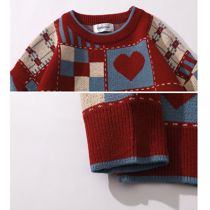 [MYJRENNZ Series] ★Sweater★ 2color Tops Christmas Unisex Men's Hat Plaid Pattern