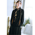 Load image into Gallery viewer, [Kokaisha --- Leaf Series] ★Chinese style tops★ Embroidery Hanfu tops Corduroy Thick Autumn/Winter Clothes Retro Black
