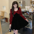 Load image into Gallery viewer, [Kodokuya Series] ★Dress★ Large size, slimming, fake layered, Christmas, New Year, red, black
