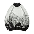 Load image into Gallery viewer, [Tafuku Cat Series]★Sweater★ Tops 2color White or Blue Unisex Couple Clothes Snowy Mountain Pattern Damaged Loose
