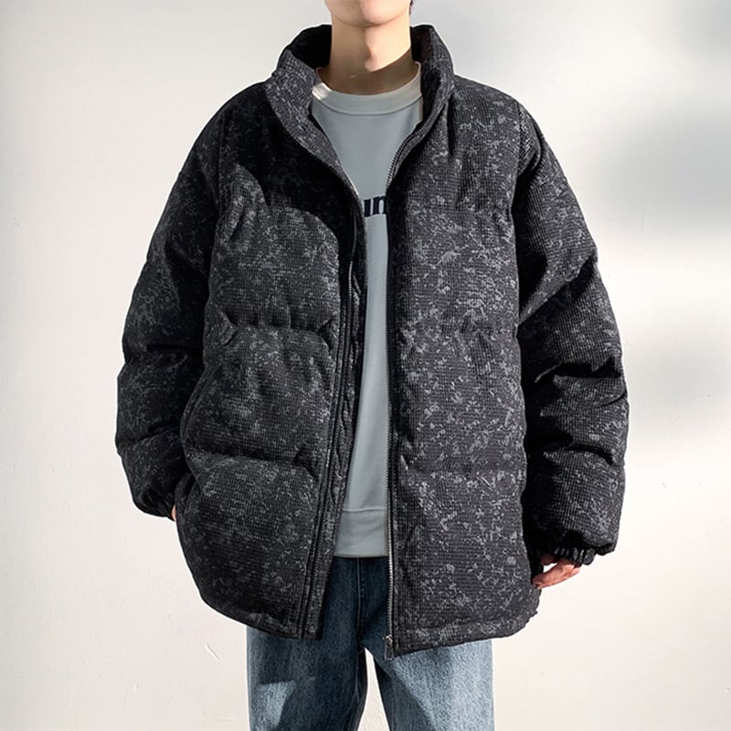 [DUFENG Series] ★Cotton coat★ 3color outer winter coat unisex men's large size green black blue