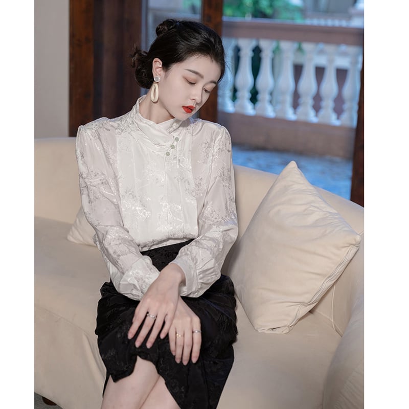 [Only you series]★China style setup, single item order★ Shirt or skirt, improves temperament, beige black