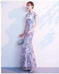 Load image into Gallery viewer, [Bride series] ★Cheongsam dress★ Dress Embroidered Mermaid line Beautiful SML Slimming Silver Gray
