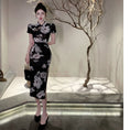 Load image into Gallery viewer, [NANA Series] ★China-style dress★ Improved cheongsam dress, sexy, floral pattern, slit, short sleeves, slimming fit
