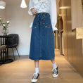 Load image into Gallery viewer, [SANMUZI series]★Denim skirt★Bottoms Embroidery Spring clothes Blue Blue Cute Slimming Ladies
