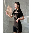 Load image into Gallery viewer, [Kyoto Series]★China-style dress★ Embroidery Improved Chinese dress Butterfly Black Black Slimming
