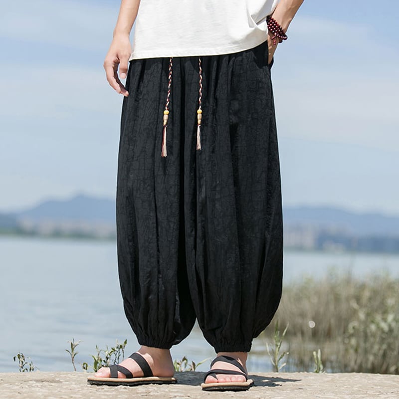 [YISHUO Series] ★Pants★ 3color Tops Unisex Men's Large Size Nine-quarter length Black Green Gray