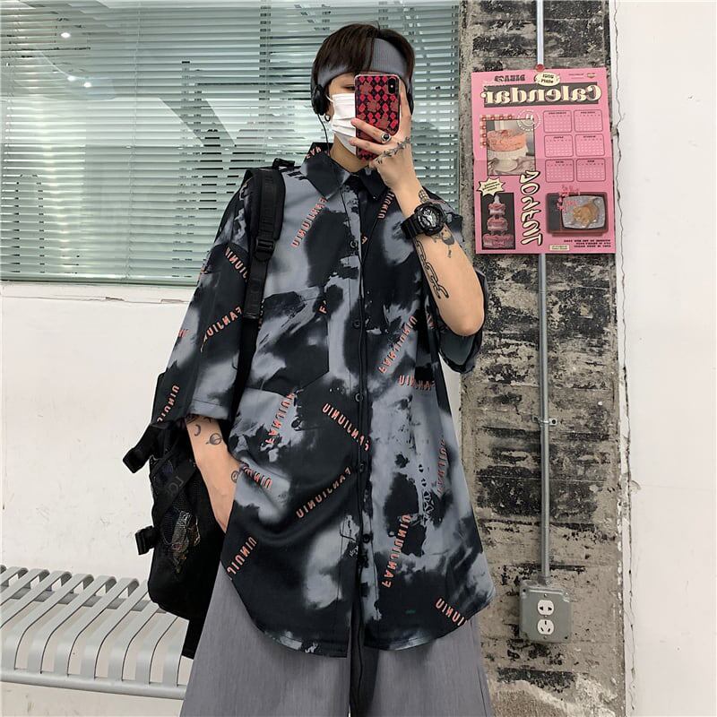 [Style Series]★Retro Shirt★ 2color Tops Print Street Harajuku Style Men's Unisex ML XL