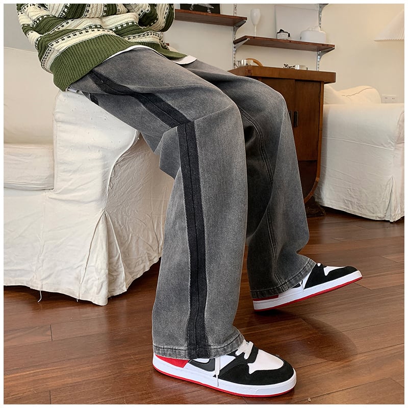 [V37 Series]★Denim Pants★ 2color Bottoms Unisex Men's Trousers Casual Simple Easy to Match