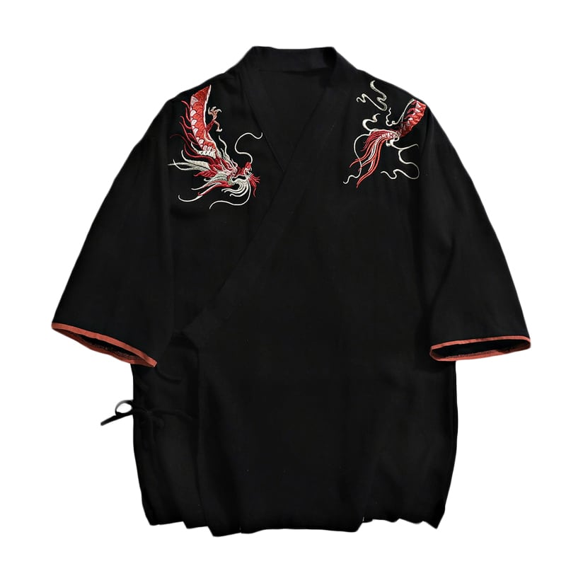 [Small Trouble Series]★China Style Shirt★ Embroidery Dragon Tops 3color Unisex Men's Large Size Improved Tang Suit