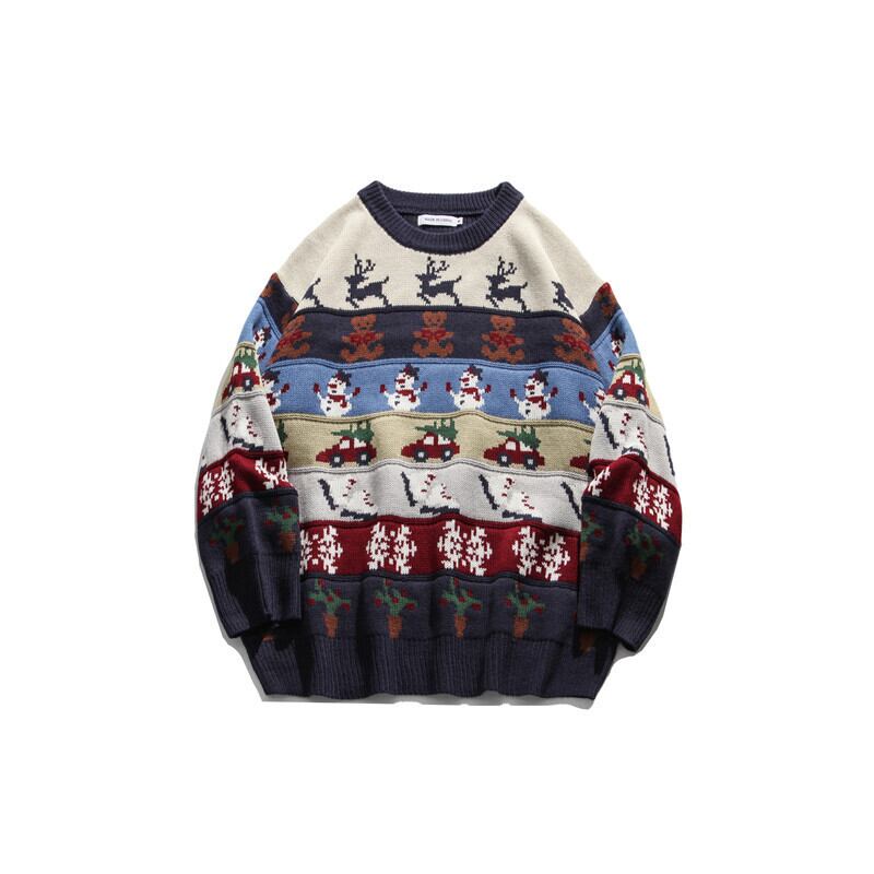 [HeyHenry Series]★Sweater★ 2color Christmas New Year Red Green Blue Deer Pattern Autumn/Winter Men's Couple Clothes Unisex