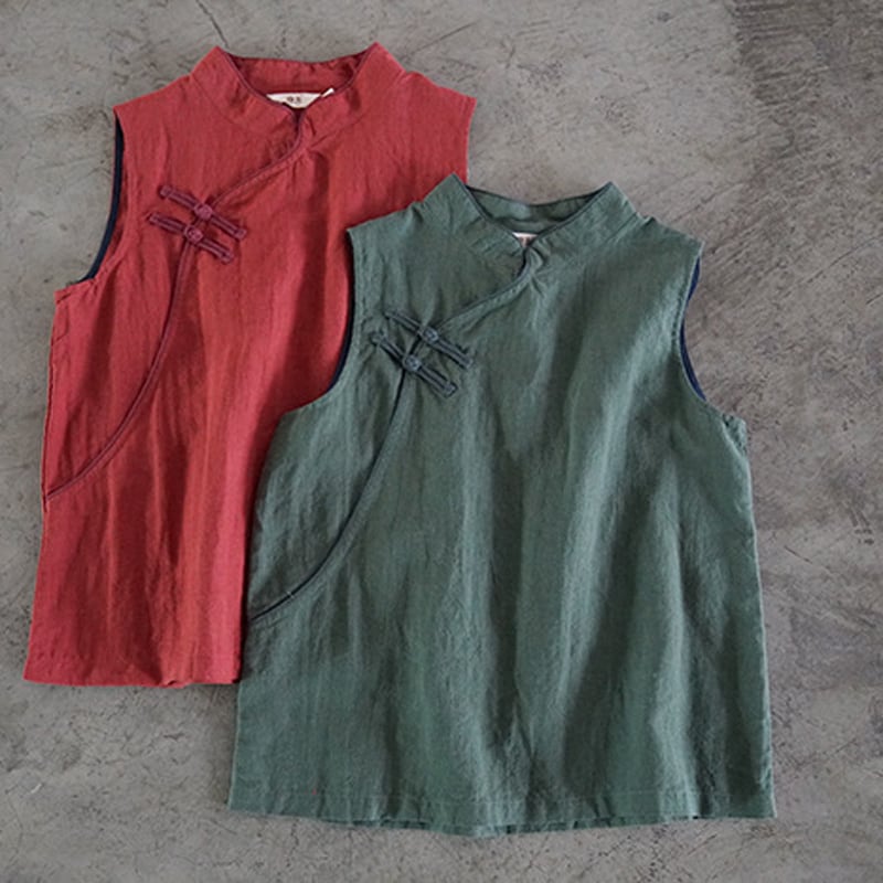 [Kemono Series] ★Chinese-style tops★ 4 colors Chinese clothing Improved Tang costume Women's party Sleeveless