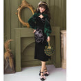 Load image into Gallery viewer, [Kinshu series] ★China style dress★ Cheongsam dress sexy velvet black green
