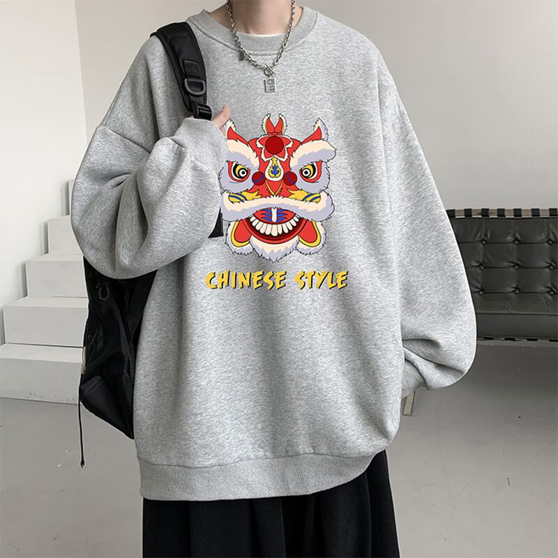 [LANGGUANGHU Series]★China style tops★ 4color Unisex Men's Large Size Lion