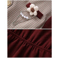 Load image into Gallery viewer, [Minami no Mori Series] ★One Piece★ 2color Faux Layered Fashion Ladies Switching Ribbon Wine Red Khaki Brown
