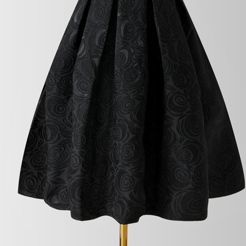 [MOERBEN Series]★Skirt★ Bottoms High waist Improves temperament Floral pattern Easy to match Black Black