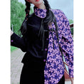 Load image into Gallery viewer, [Li Muyi Series]★China Style Shirt★ Tops Long Sleeve Shirt Switching Floral Pattern Black Black Purple Original
