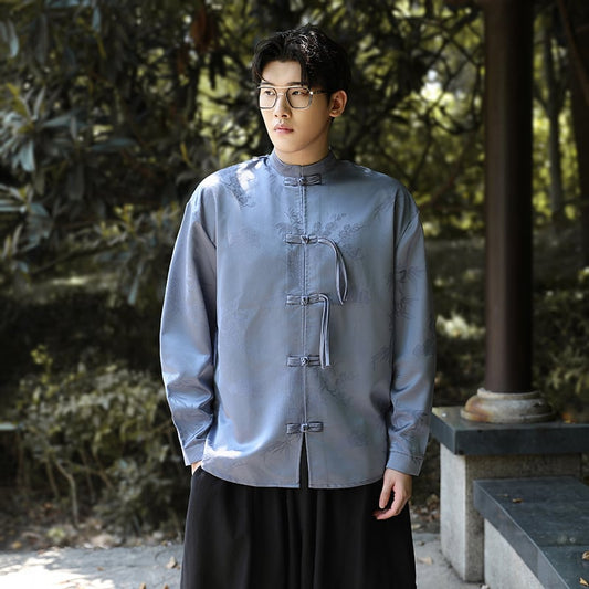 [JUNYI Series]★Chinese-style shirt★7 sizes to choose from, 3 colors, Chinese-style tops, Chinese buttons, long-sleeved shirts, improves your temperament, Chinese clothes, black, red, blue