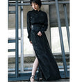 Load image into Gallery viewer, [Da Qinglong Shu Series] ★Cheongsam dress★ Chinese style dress, leopard, long length, slimming, Chinese clothes, original slit, black, black
