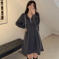 Load image into Gallery viewer, [XIAOCAI Series] ★One Piece★ Parka Dress, Slimming, Large Size, Fashion, Gray, Gray
