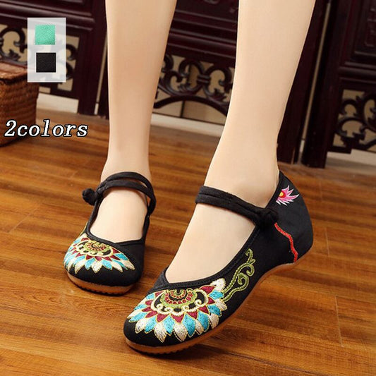 4colors Embroidery Shoes Handmade Shoes Chinese Shoes Chinese Style Shoes Chinese Style Buttons Tang Suit Hanfu Shoes Ethnic Style Retro Zook Rubber 34 35 36 37 38 39 40 41 Black Green