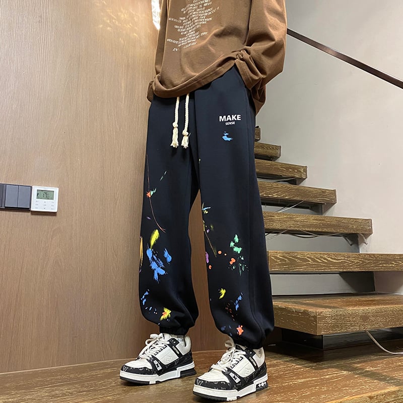 [PPG Series]★Casual pants★ Regular type or brushed lining type 3color Pants Bottoms Unisex Men's Graffiti Black Apricot Coffee color