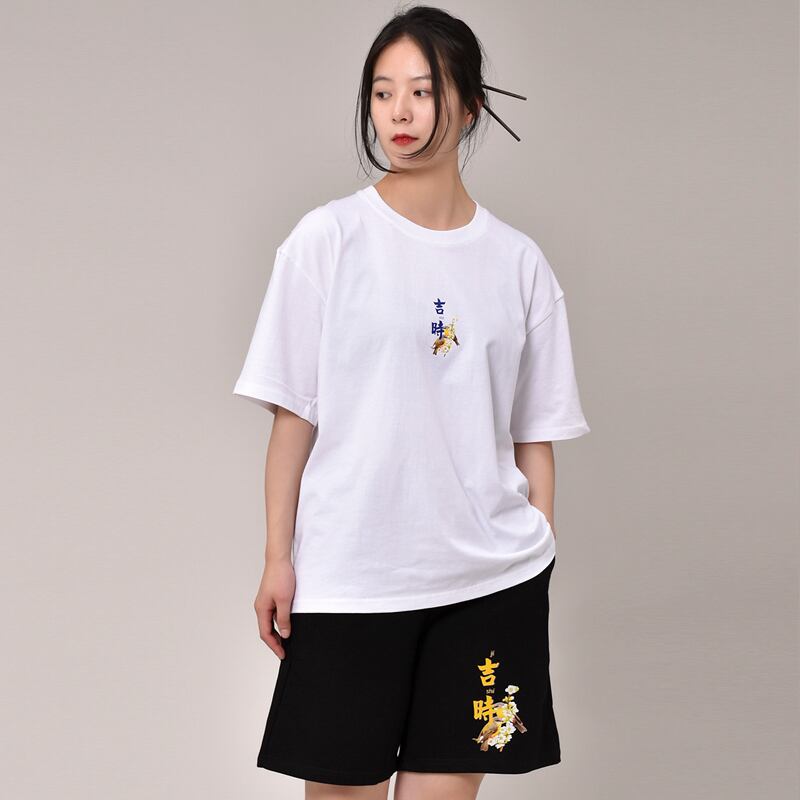 【無夢記シリーズ】★チャイナ風Tシャツor短パン★ 半袖Tシャツ 文字柄 3color 男女兼用 メンズ 大きいサイズ