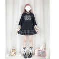 Load image into Gallery viewer, [Nekogan Series] ★T-shirt★ Cotton Tops Women's Fashion Cute 3/4 Sleeve Black Black
