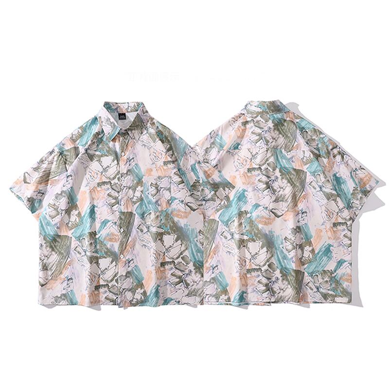 [HTTAOSUP Series]★Shirt★ Tops Short Sleeve Shirt Unisex Men's SML XL Loose Aloha Shirt Unique