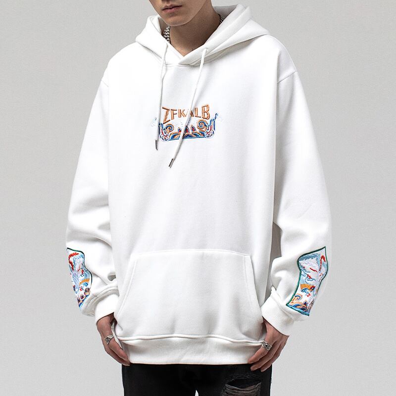 [51Ha Series] ★China Style Parka★ 2color Tops Embroidery Unisex Men's Ethnic Style White Black S M L XL