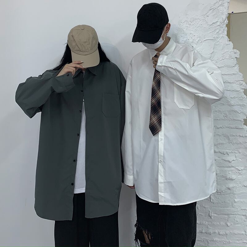 [MGJM Series]★Shirt with tie★ 5color shirt Unisex Men's long sleeve shirt Casual Easy to match