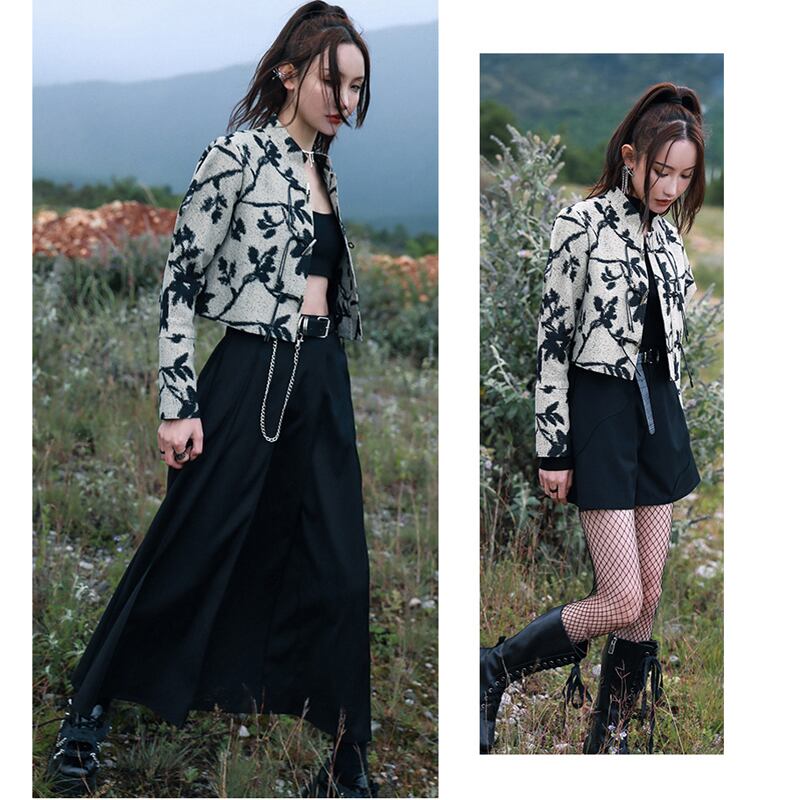 [Big Blue Dragon Series] ★China style outerwear★ Tops, Chinese clothes, ink pattern, mini length, easy to match, slimming print