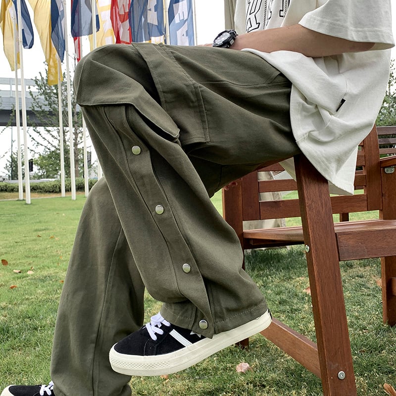 [Ushiomiomi Series] ★Casual Pants★ 3color Pants Bottoms Simple Unisex Men's Green Black Light Brown