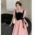 Load image into Gallery viewer, [JIGUJIGU series] ★One piece★ Short sleeve dress, switching, fake layered, large size, pink, cute color scheme
