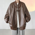 Load image into Gallery viewer, [YOULIN Series]★Jacket★ 3color PU Unisex Men's Large Size Cool Black Beige Dark Brown
