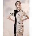 Load image into Gallery viewer, [Yukaku series] ★Cheongsam dress★ China dress Lace Improves temperament Panda Color scheme Beige
