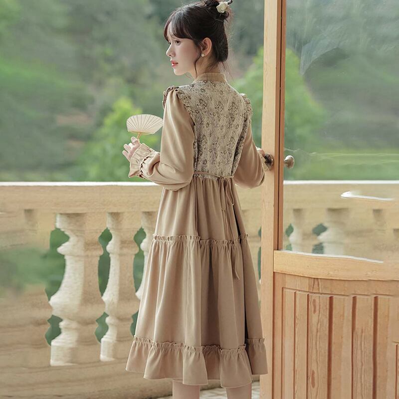 [YUJIAN series]★China style dress★ Switchable, retro, easy to match, date, improves temperament, commuting, floral pattern