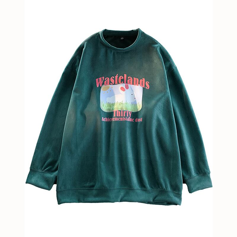 [CHAOMEICHEN Series] ★Tops★ 3color long sleeve tops unisex men's round neck rabbit rabbit