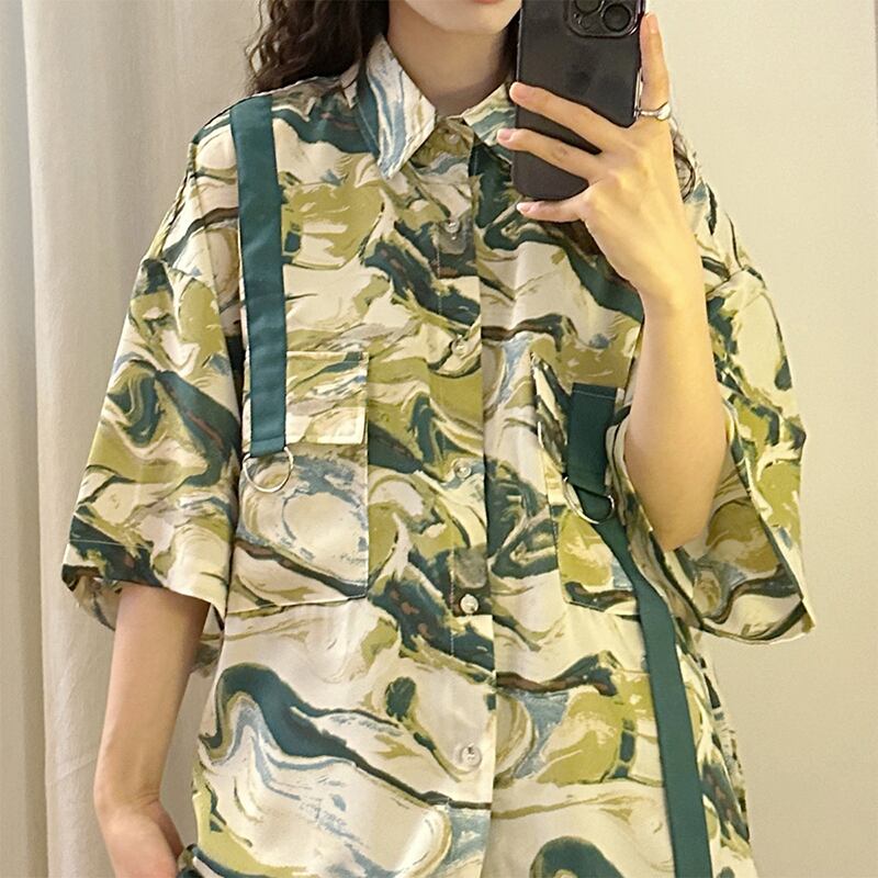 [UATONLINE Series]★Shirt★ Tops Print Fashion Unisex Men's Summer Clothes Cute Short Sleeve Shirt