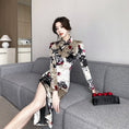 Load image into Gallery viewer, [Hundred Minute Eight Series] ★Cheongsam dress★ Velvet, floral pattern, slimming, sexy, ink pattern dress, improves temperament
