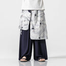 [Grass ink series] ★China style pants★ 4color black or white or blue or navy men's gaucho pants gaucho crane