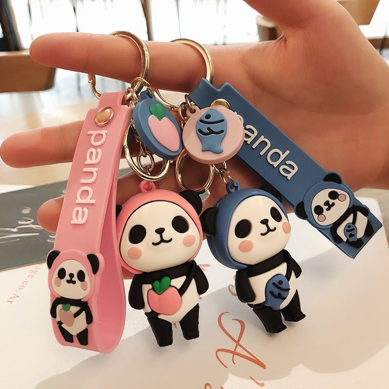 Cute Couple Panda Keychain Gift Red Blue Yellow Pink