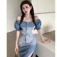 Load image into Gallery viewer, [NANA Series]★Setup★ Tops + Skirt Denim Blue Blue Slimming Sexy Gradation
