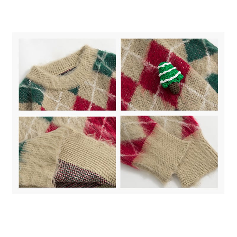 [Tachibana Koju Series] ★Sweater★ 2color knit tops Christmas rhombus cute fashion