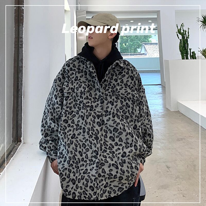 [GUHUO Series]★Shirt★ 2color Tops Unisex Men's Leopard Print Casual ML XL 2XL